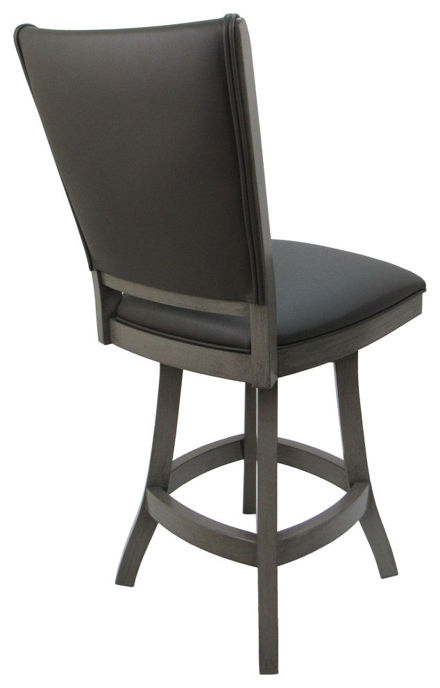 Swivel Coco Armless Stool, Gray Vinyl, Gray, 26"