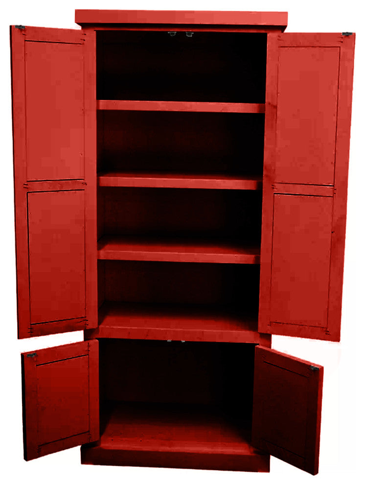 Rustic Extra Wide Kitchen Pantry Cabinet, Persimmon Red