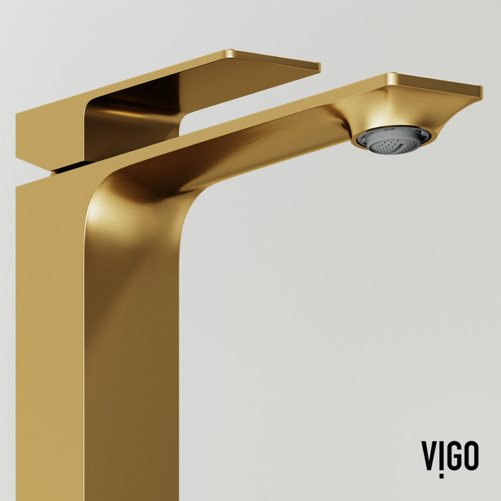 VIGO Dunn 11" H Single Handle Single Hole Bathroom Vessel Faucet, Matte Brushed Gold