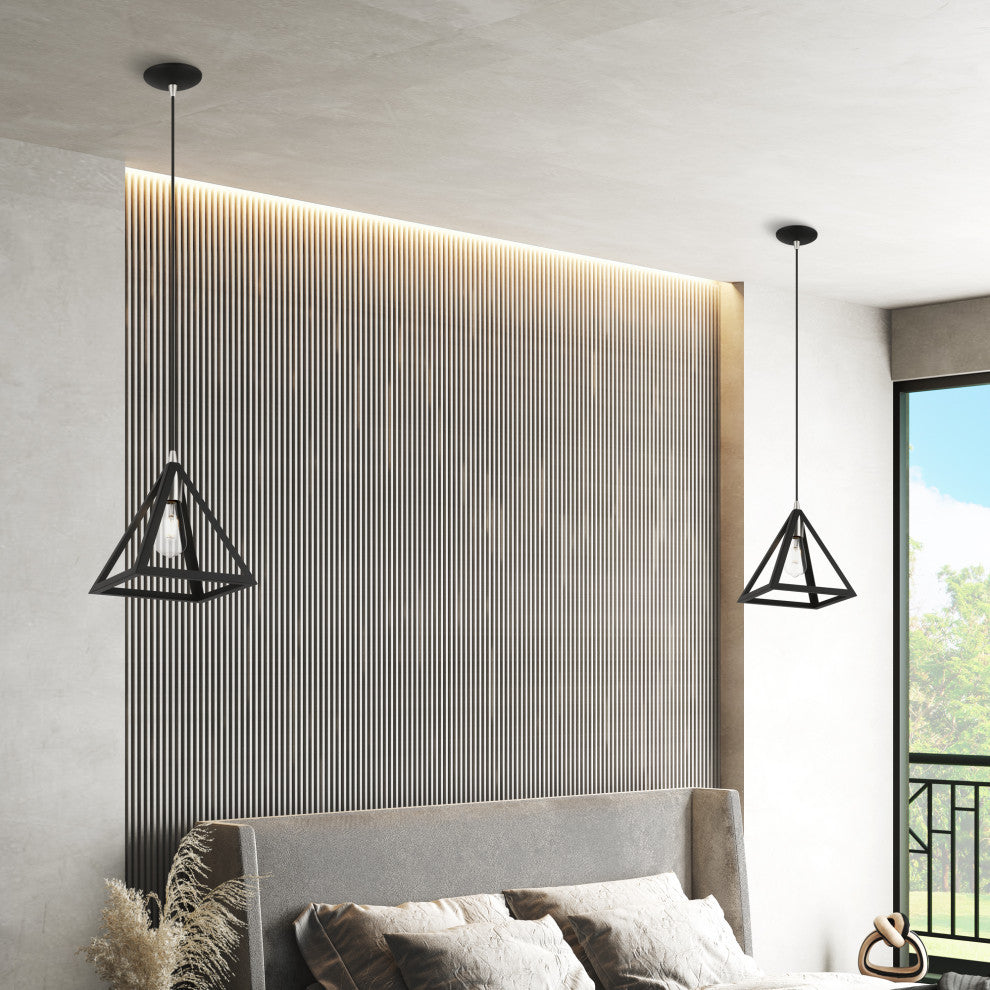 Pinnacle 1 Light Black With Brushed Nickel Accents Pendant