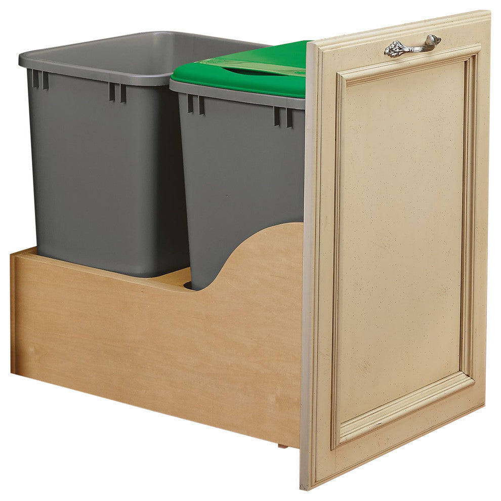 Double 50 Qt SERVO-DRIVE Bottom Mount Waste Container Rev-A-Shelf 4WCSD-2150DM-2
