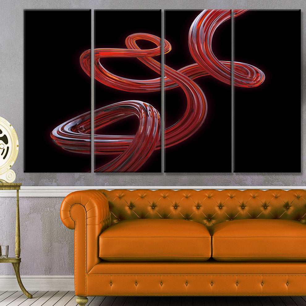 Flexible Caramel Line on Black, Abstract Canvas Art Print, 48"x28", 4 Panels