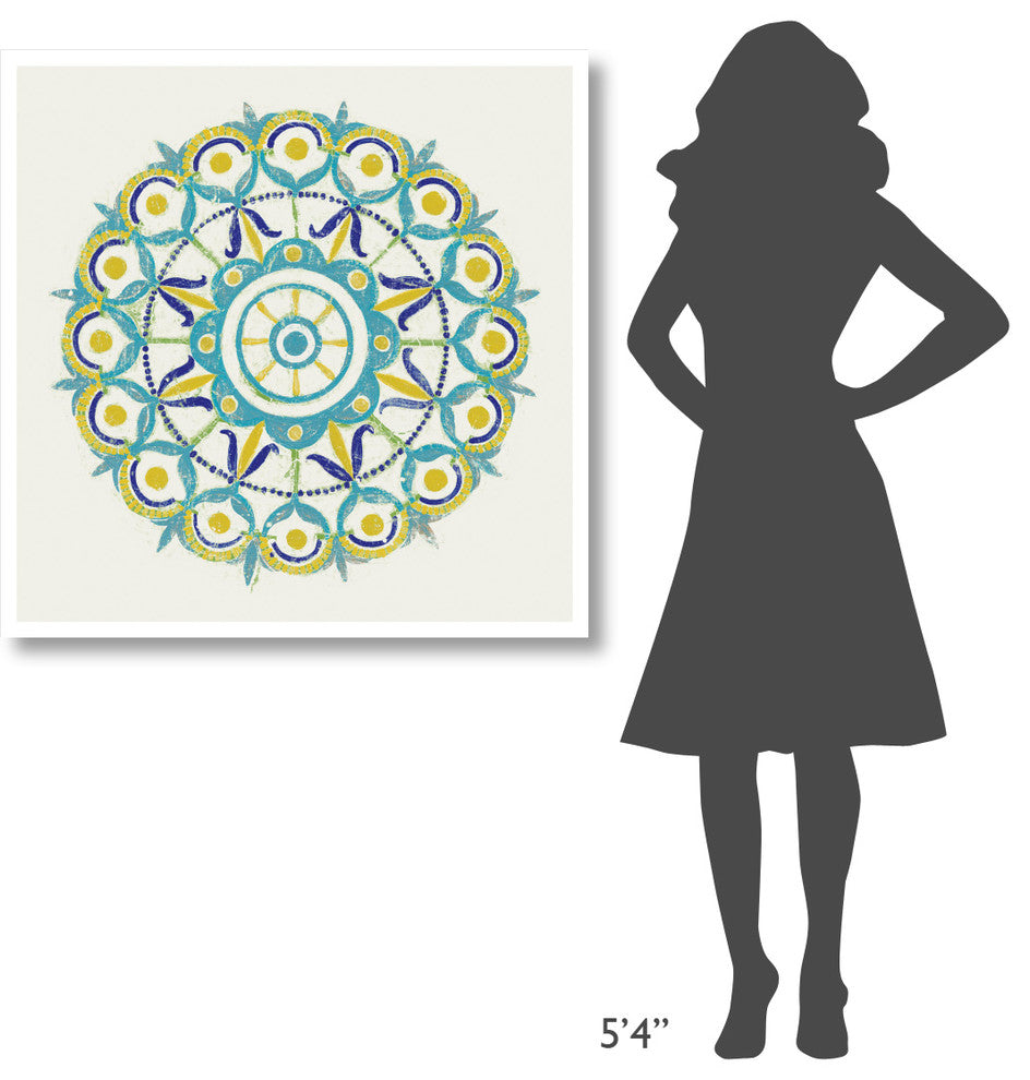 "Lakai Circle V Blue and Yellow" Digital Paper Print by Kathrine Lovell, 38"x38"