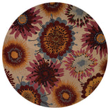 HAND TUFTED WOOL ECO-FRIENDLY AREA RUGS- Round,Cream,Floral