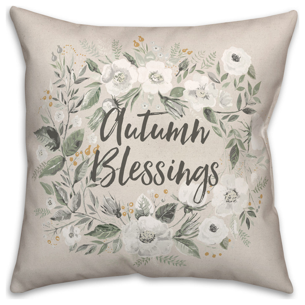 Floral Wreath Blessings 18x18 Spun Poly Pillow