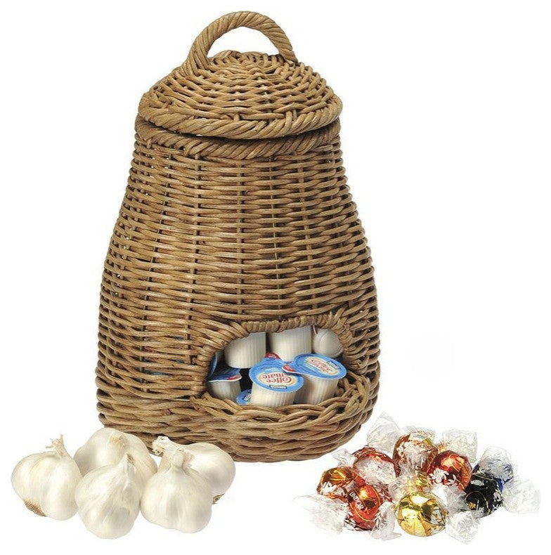 Wicker Garlic Basket, Fruit and Vegetable Storage Basket, Small
