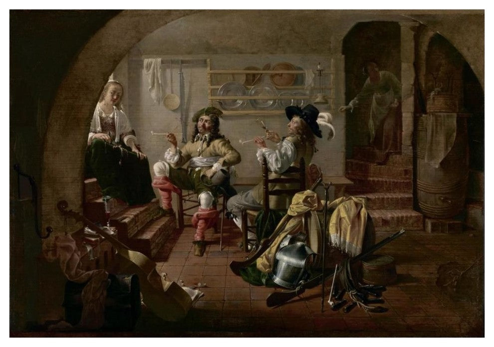 "Interior with Soldiers and Women" Digital Paper Print by Jacob Duck, 62"x42"