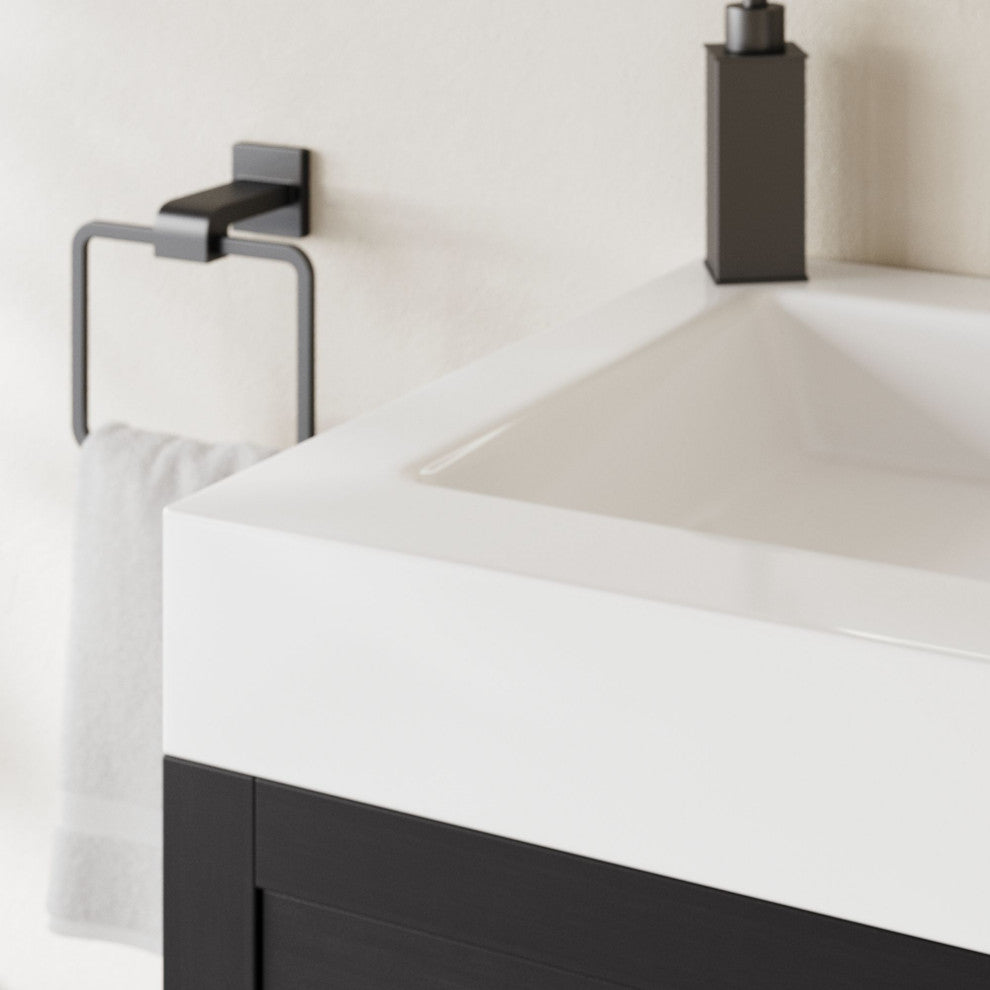 Boutique Bath Vanity, Black, 60", Double Sink, Freestanding