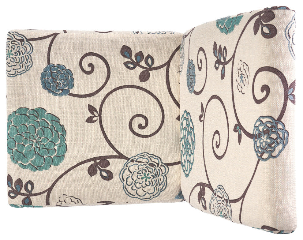 GDF Studio Percival White and Blue Floral Fabric Dining Chairs, Set of 2, White and Blue Floral, Fabric
