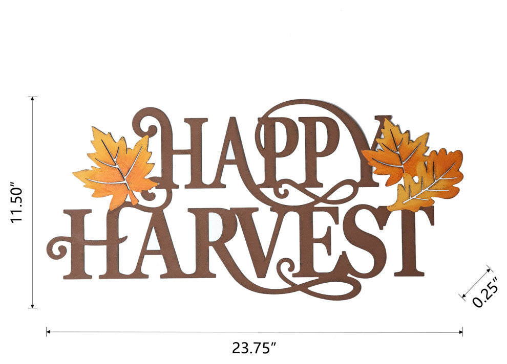 23.75"L Metal "HAPPY HARVEST" Wall Decor