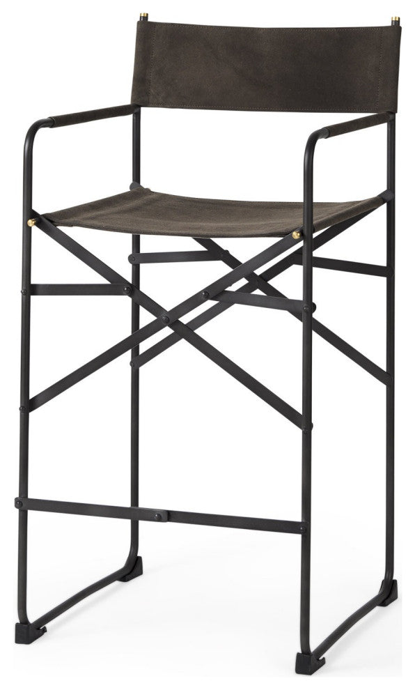 Espresso Leather Director's Chair Counter Stool
