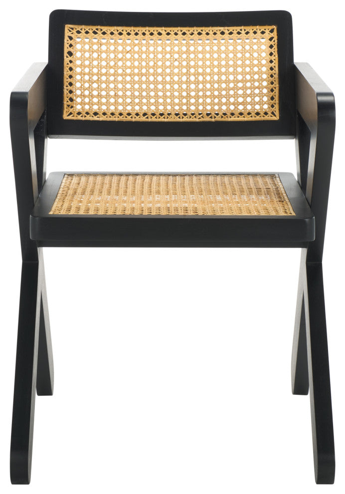 Safavieh Couture Tyrrell Rattan Dining Chair, Black/Natural