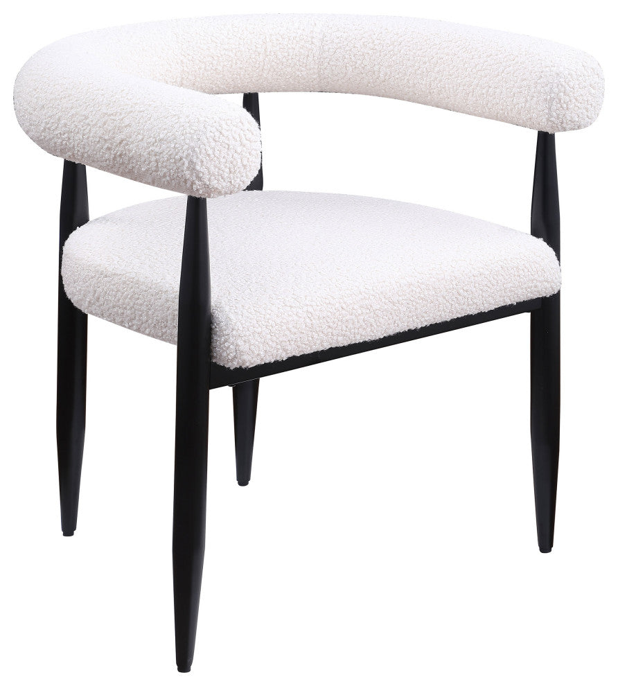 Dunmore Boucle Upholstered Dining Arm Chair Cream, Set of 2