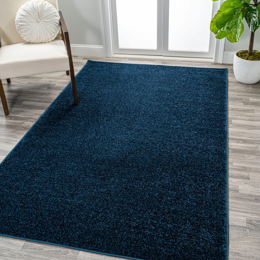 Haze Solid Low-Pile Navy 10 ft. x 14 ft. Area Rug