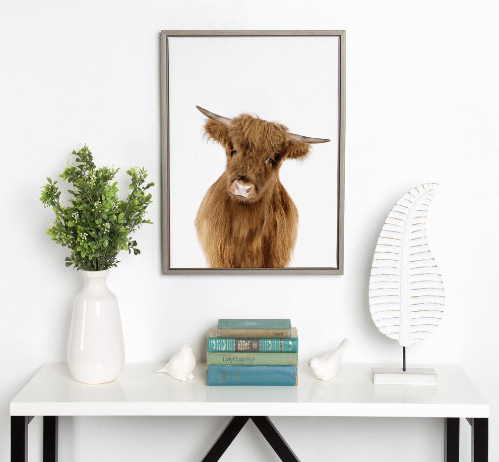 Sylvie Baby Highland Calf Animal Print Framed Canvas by Amy Peterson, 18x24