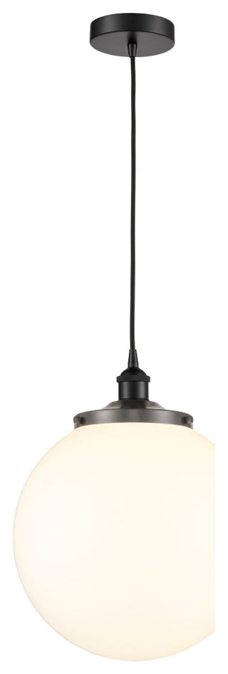 Beacon 1-Light 14" Cord Hung Mini Pendant, Matte Black, Matte White