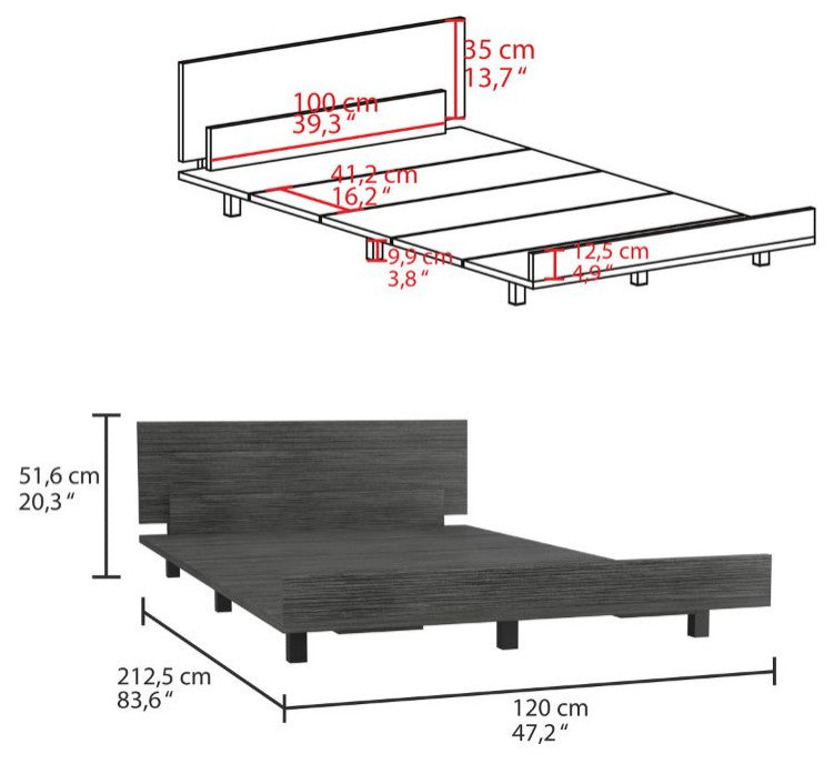 Twin Bed Base Cervants, Bedroom, Smoky Oak