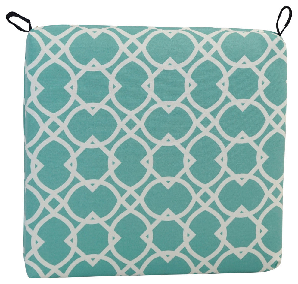20"X19" Patterned Outdoor Chair Cushions, Set of 4, Elipse Pool