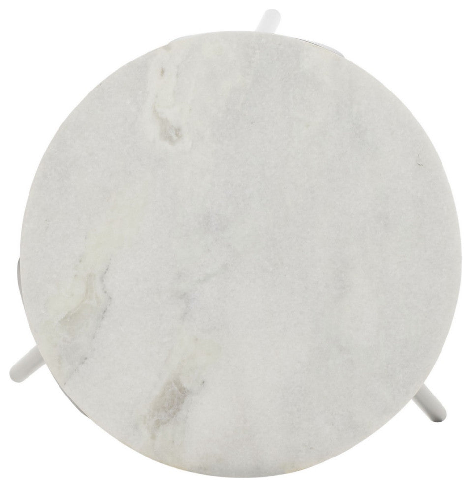 Safavieh Everbrooke Round Accent Table, White Marble/Black