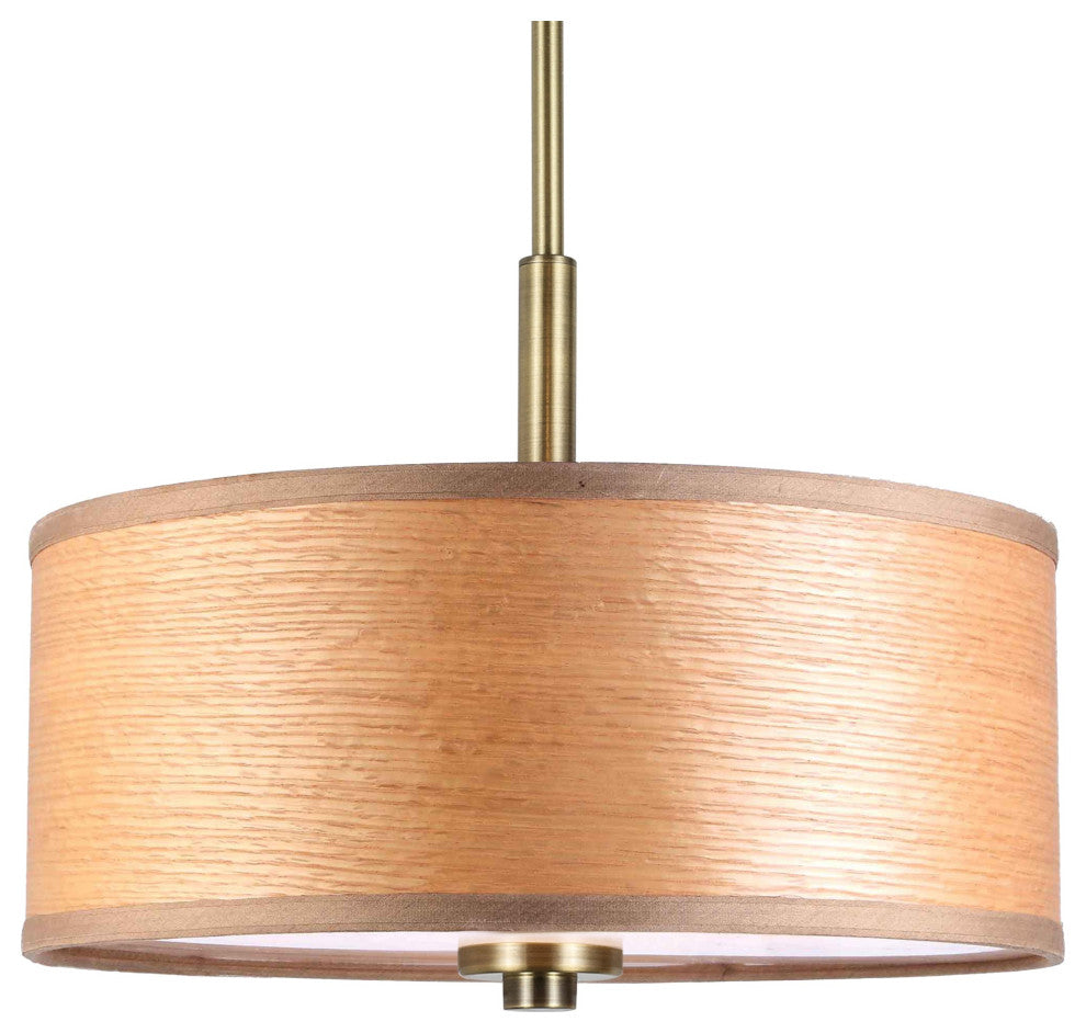 Drum Veneer Pendant, Brass, Brulee, Medium