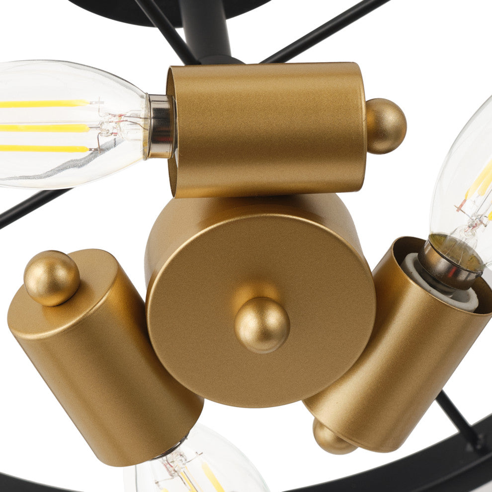 Farmhouse 3-Light Metal Drum Shape Semi Flush Mount Ceiling Light