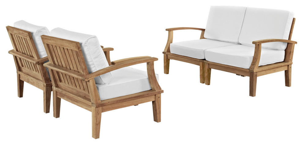 Natural White Marina 4-Piece Outdoor Patio Teak Set