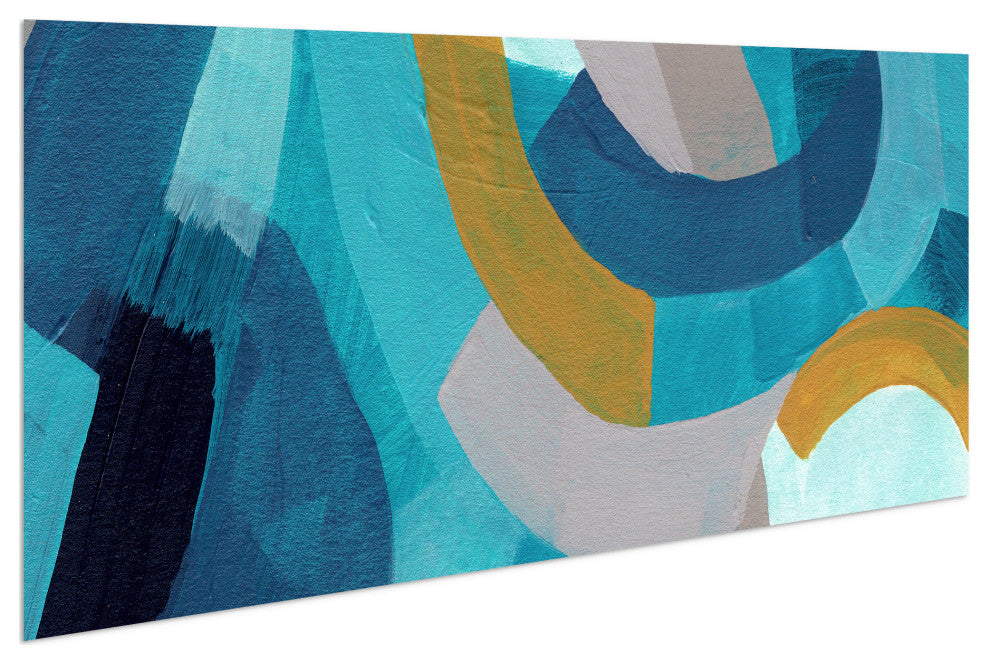 "Puzzle Blues B" Frameless Free Floating Panel Graphic Wall Art, 72"x36"