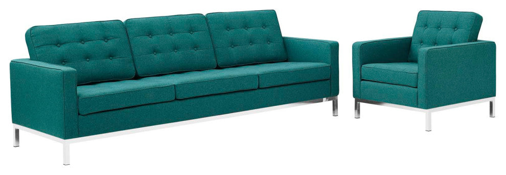 Loft 2 Piece Upholstered Fabric Sofa And Armchair Set