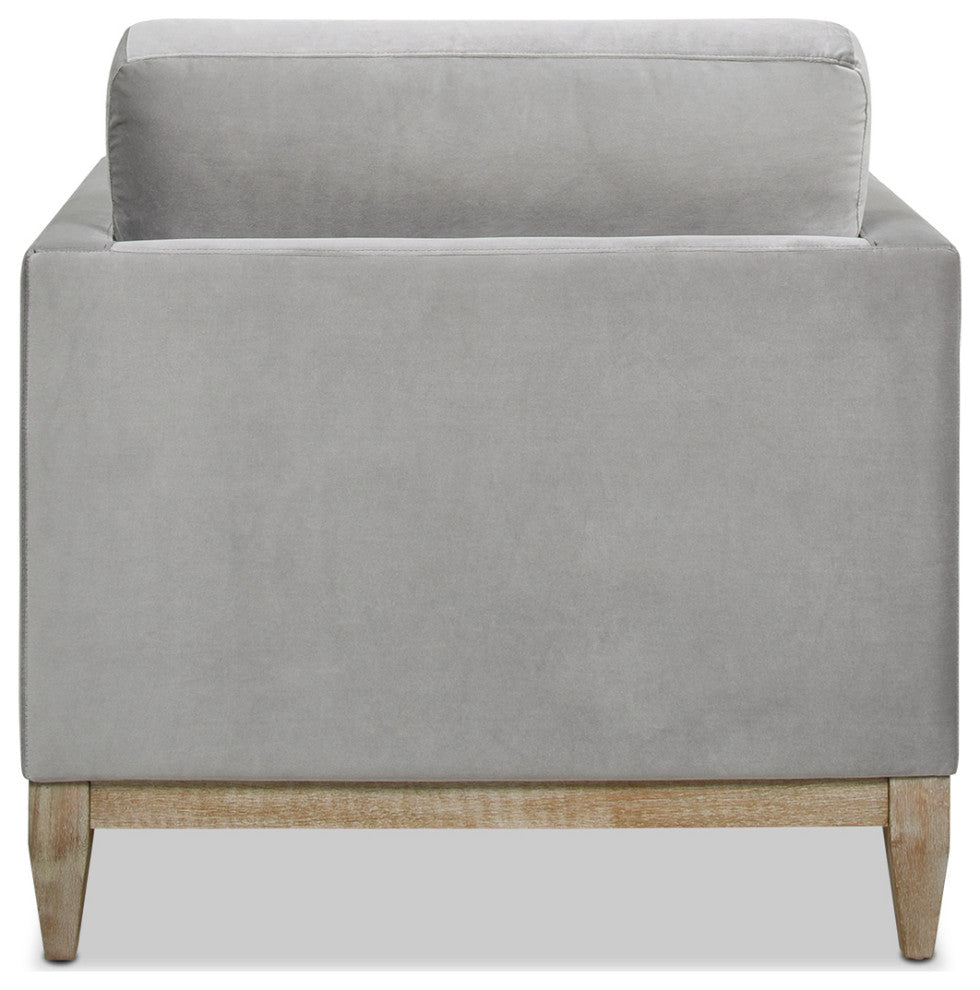 Knox 36" Modern Farmhouse Arm Chair, Opal Gray Velvet
