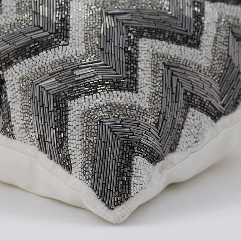 Gray Decorative Throw Pillow Covers 22"x22" Art Silk PillowCase - Trellis Night