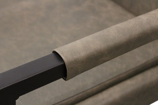 Wendy Genuine Leather Armchair, Gray With Iron Frame