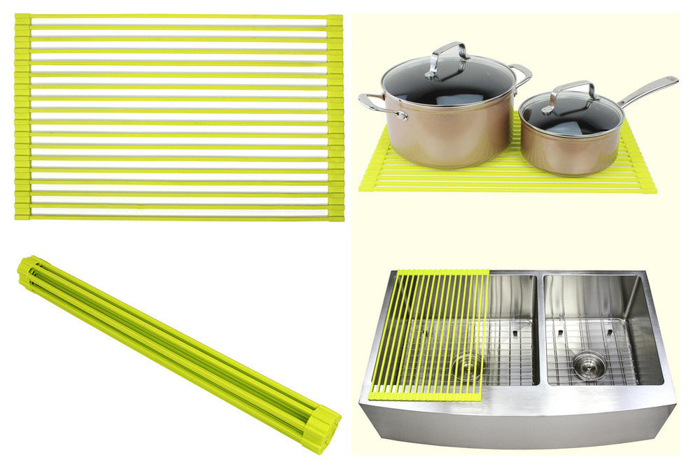 36" Apron Flat Front Stainless Steel Kitchen Double Bowl Sink Package