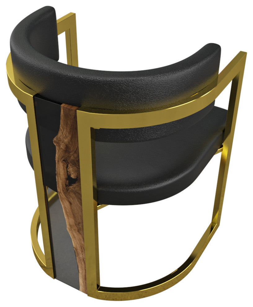 Matera Dining Chair, Black Top and Gold Base, 1 Piece