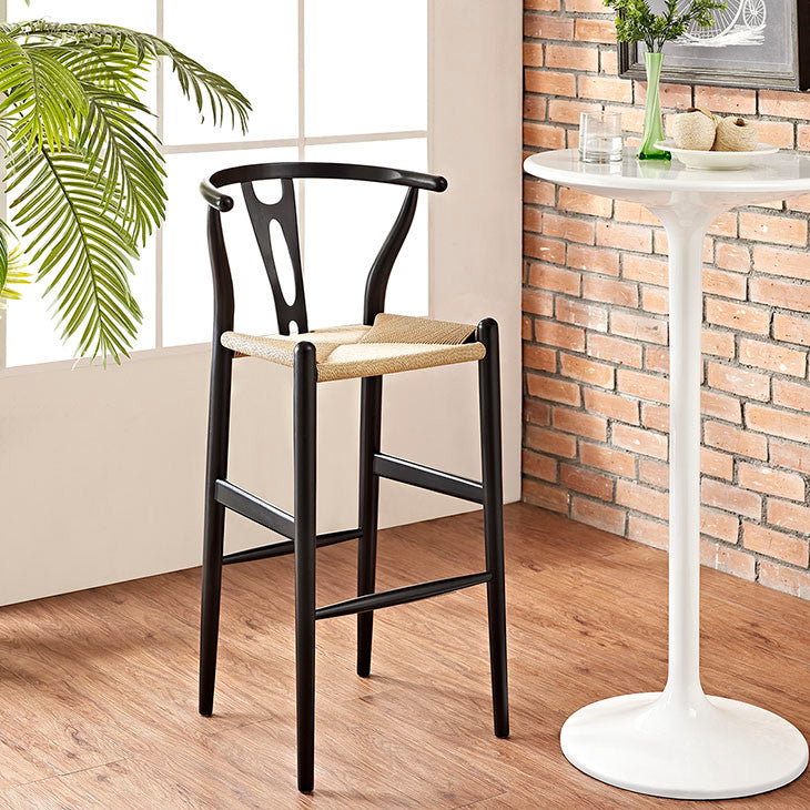 Modern Black Amish Wood Bar Stool