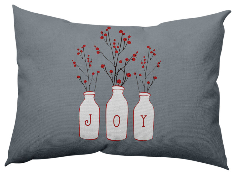 Joy Decorative Throw Pillow, Gray, 14"x20"