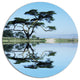 Beautiful Tree Reflecting In Lake, Landscape Disc Metal Artwork, 23"