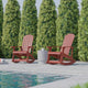 Savannah All-Weather Poly Resin Wood Adirondack Rocking Chair- Set of 2, Red