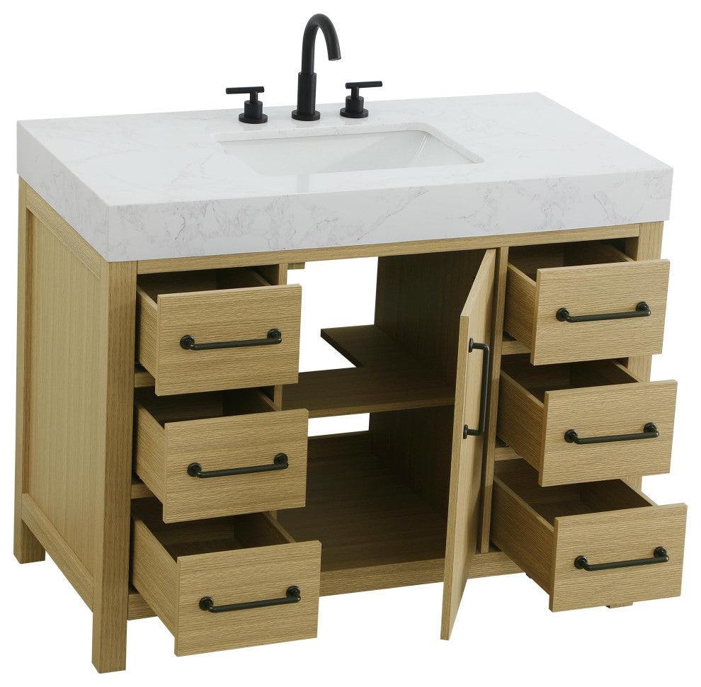 Home Living 42" Single Bathroom Vanity, Honey Brown