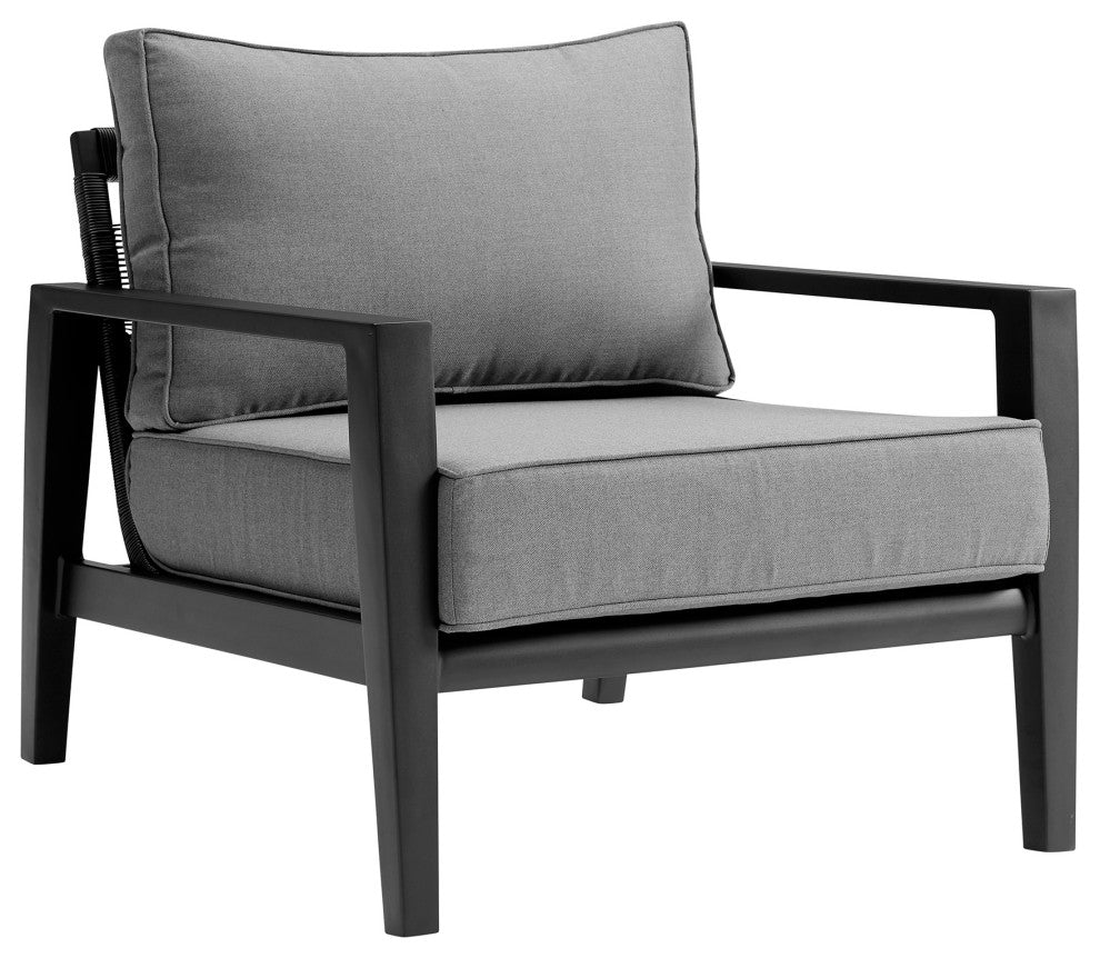 Cayman 4-Piece Black Aluminum Outdoor Seating Set With Dark Gray Cushions