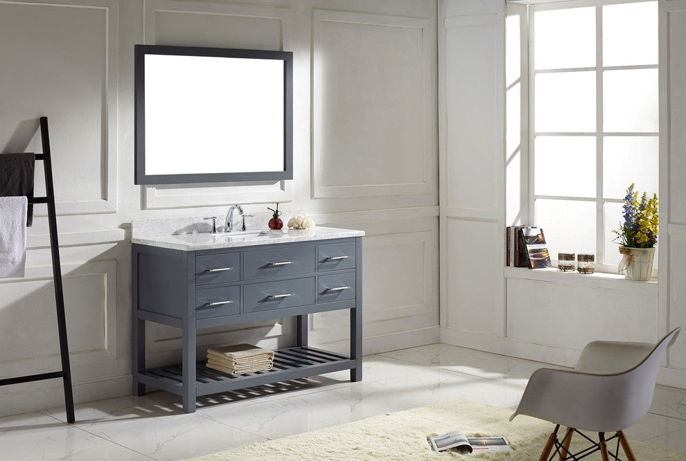 Caroline Estate 48" Single Bathroom Vanity Set Gray, Marble Top