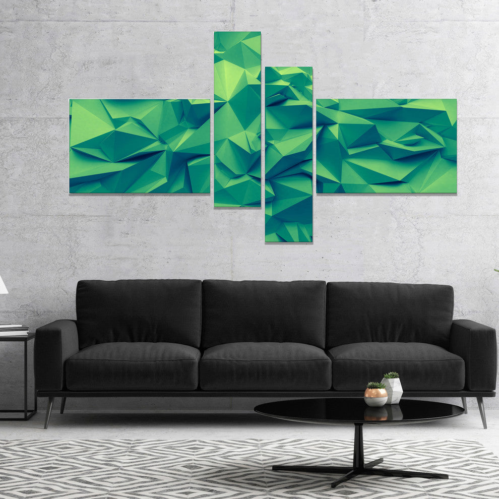 Trendy Emerald Green Background, Abstract Canvas Art Print, 60"x32", 4 panels