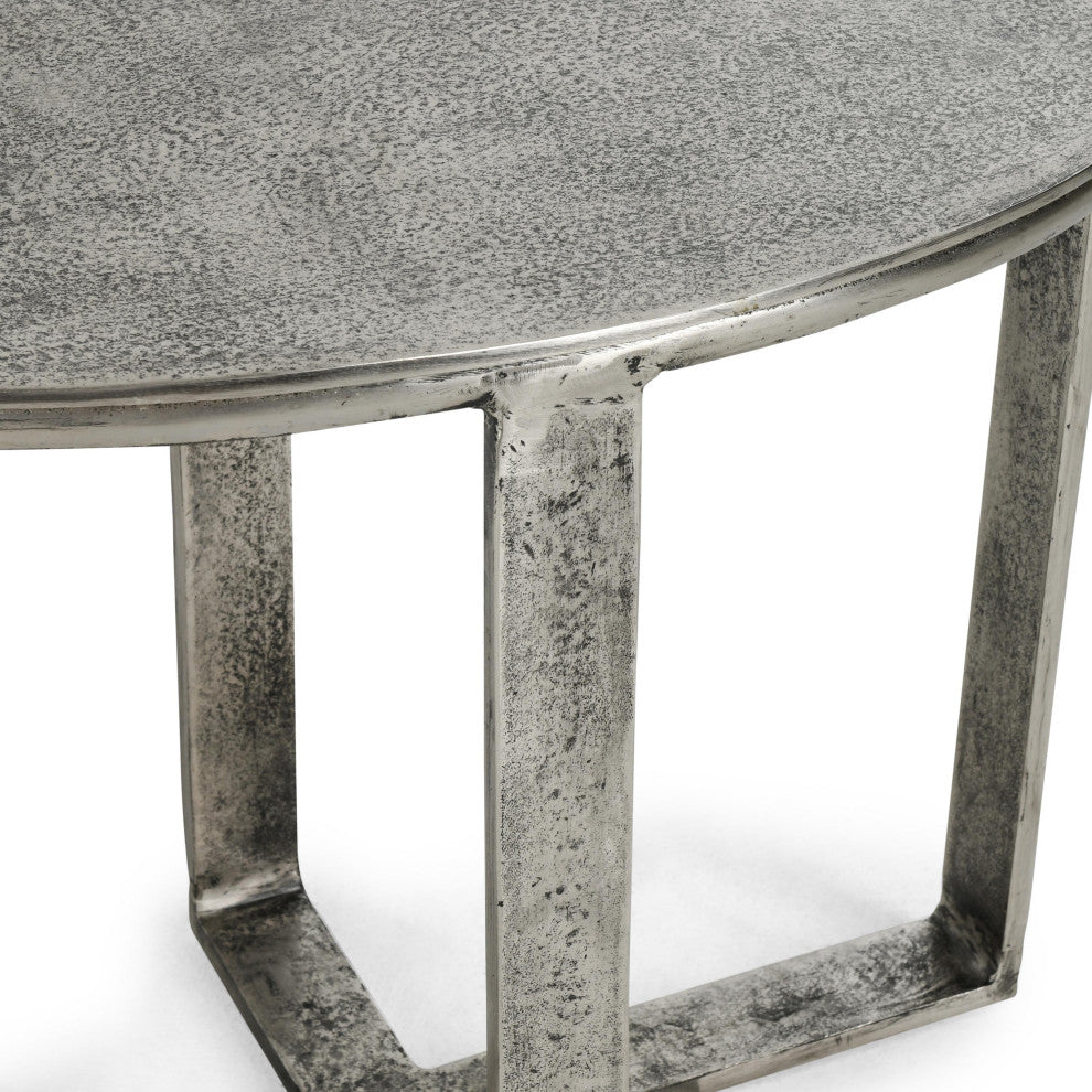 Flores 27" Industrial Oval Nickel End Table