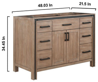 Ziva Rustic Barnwood 48" Single Vanity, no Top and 34" Mirror