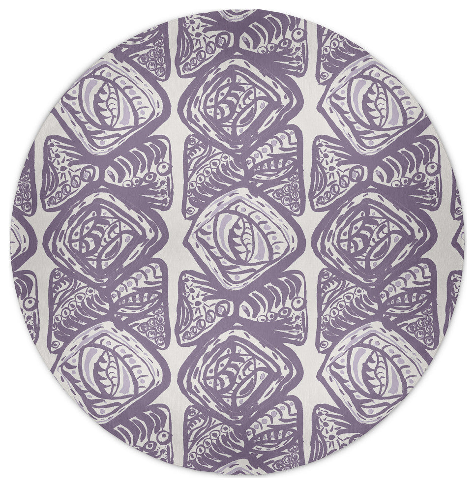 Cowry Cluster Rug, Purple, 5' Round