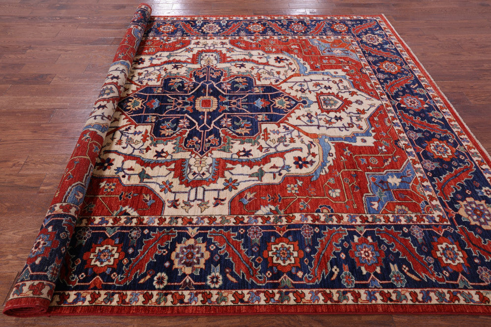 8' 1" X 9' 9" Persian Fine Serapi Hand-Knotted Wool Rug - Q12660