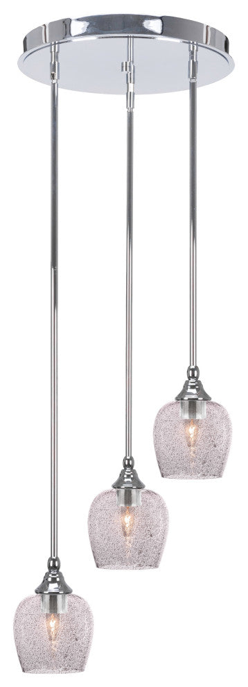 Empire 3-Light Cluster Pendalier, Chrome/Smoke Bubble
