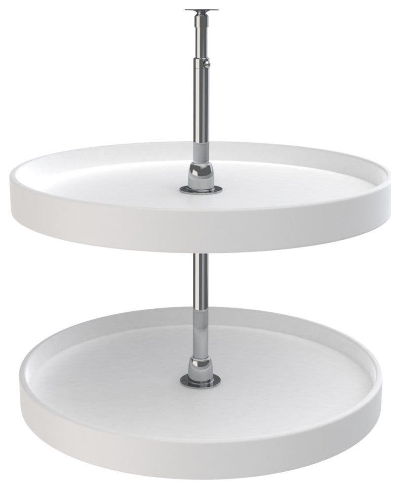 Polymer Full-Circle 2-Shelf Lazy Susan for Corner Base Cabinets, White, 24"W