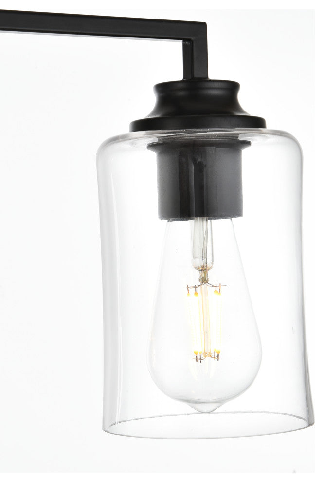 4 Light Black And Clear Bath Sconce