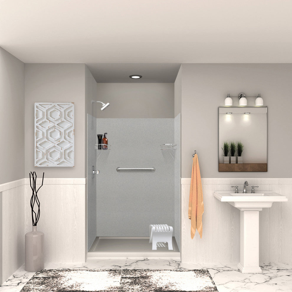 Transolid SaraMar 48"x36"x72" 3-Piece Shower Wall Kit, Grey Beach Velvet