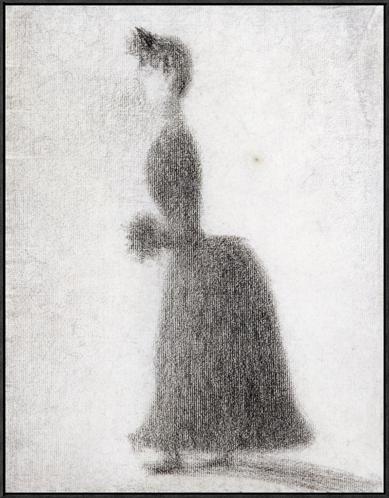 "La Promeneuse Au Manchon" Framed Canvas Giclee by Georges Seurat, 29x37"